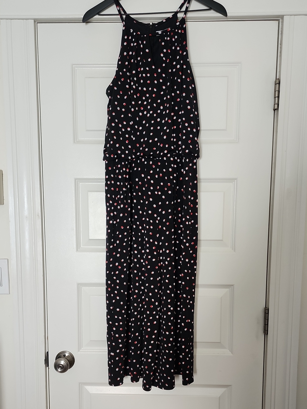 Womens Black Polka Dot Halter Jumpsuit with Pink & White Spots